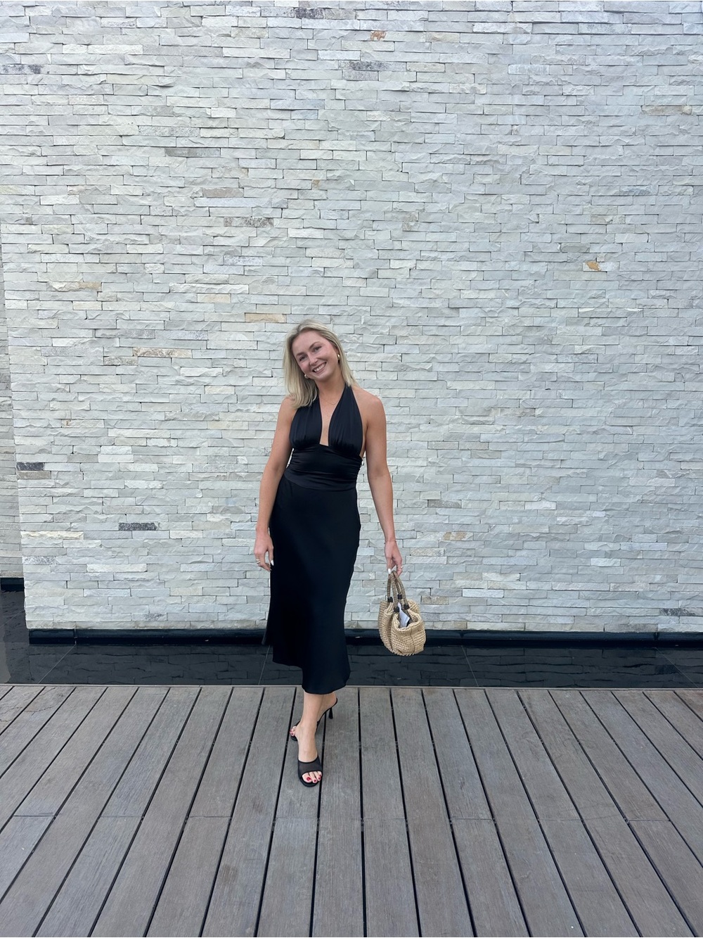 Reformation Black Halter Midi Dress